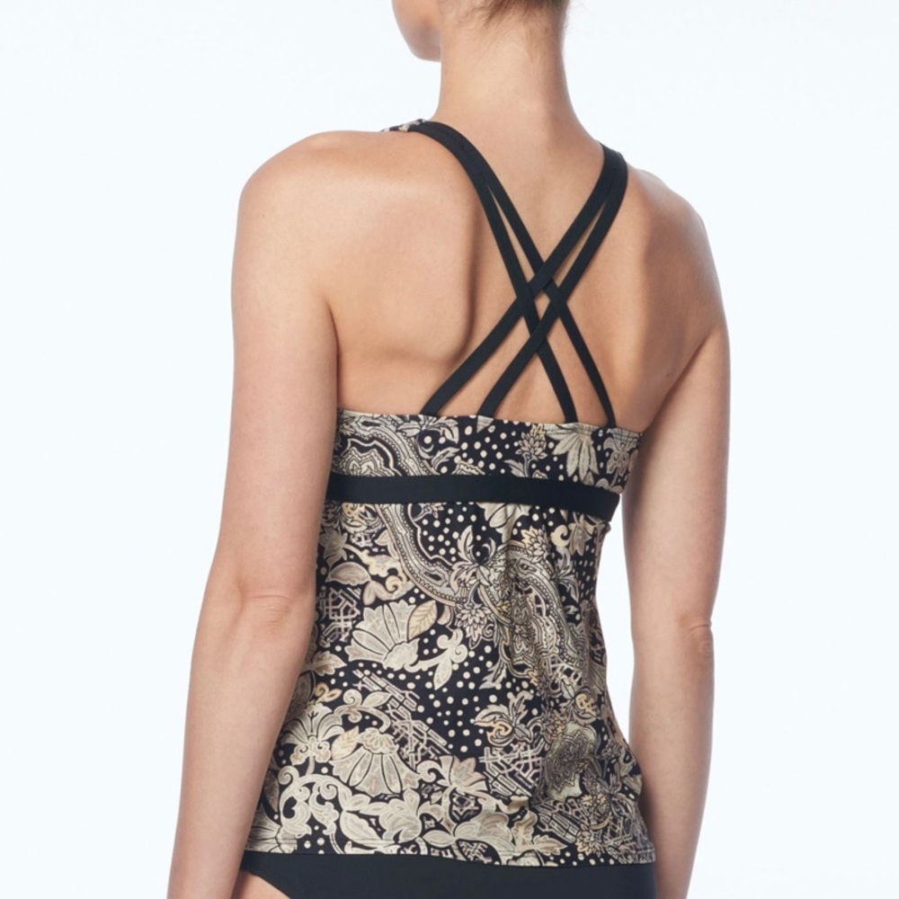Carmen Marc Valvo V-Neck Tankini Top in Ornamental Floral - Picture 2 of 7